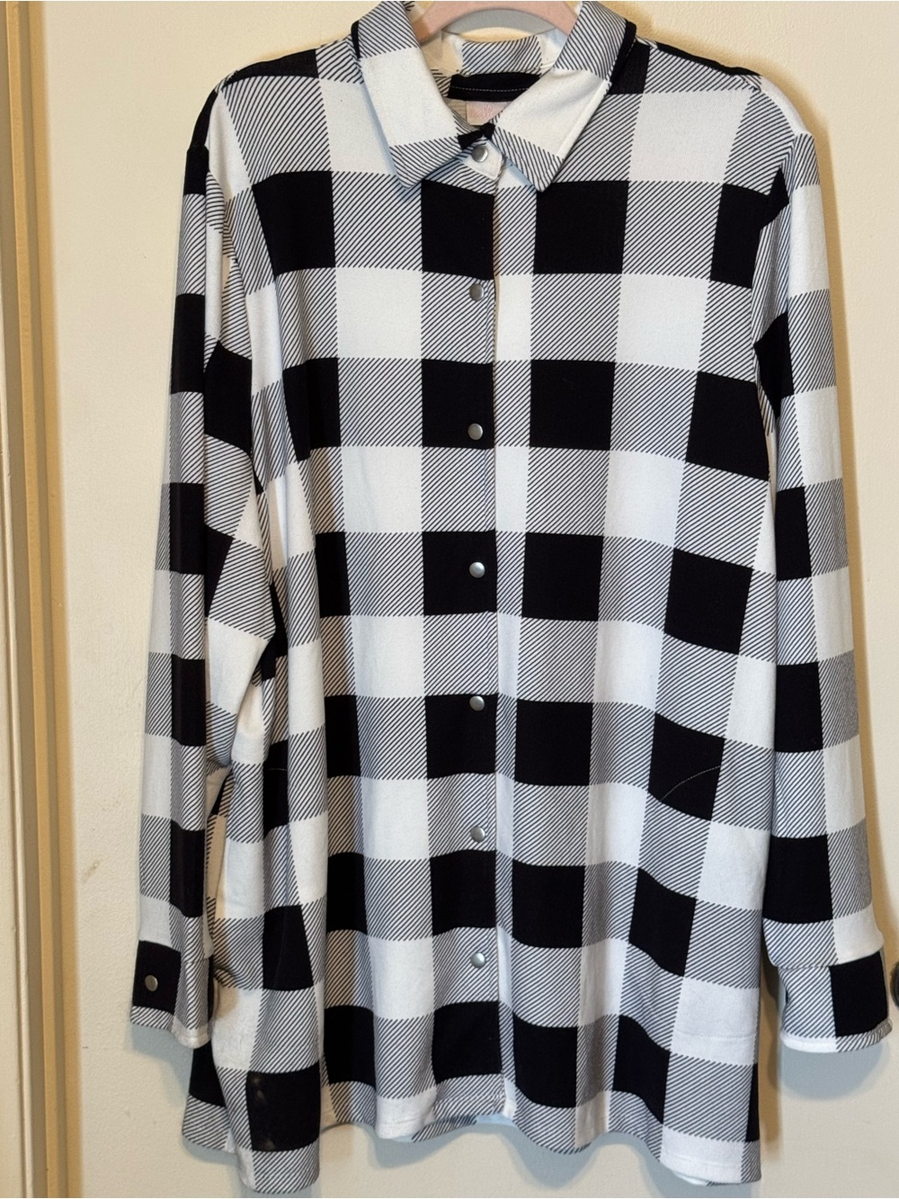 Belle by Kim Gravel Buffalo Check Hacci Knit Shacket, Tunic Sz 1X